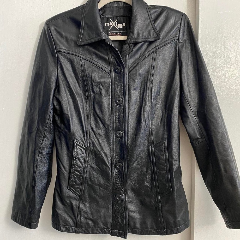 Vintage Maxima Black GENUINE LeathernJacket Women’s Size S Immaculate Condition - Picture 2 of 7